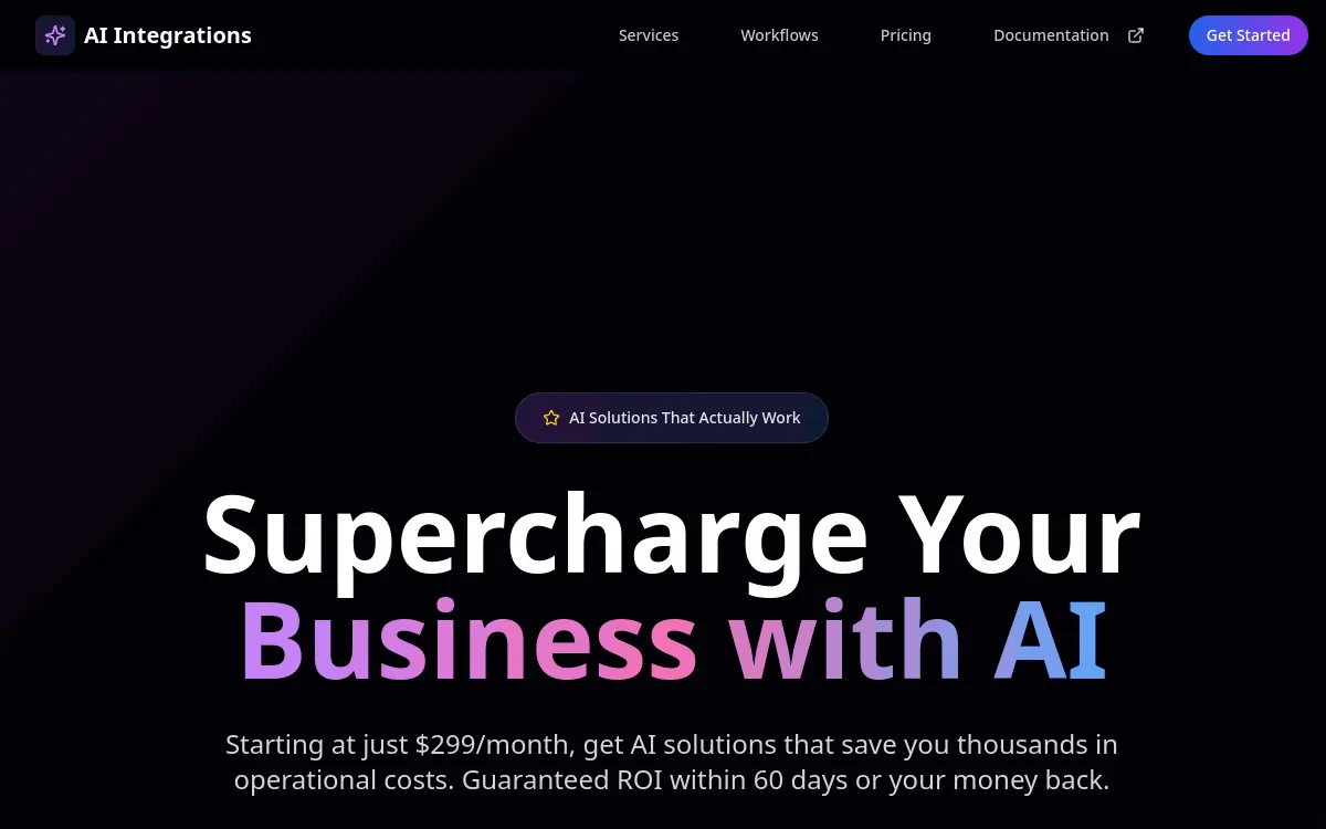 AI Integrations homepage