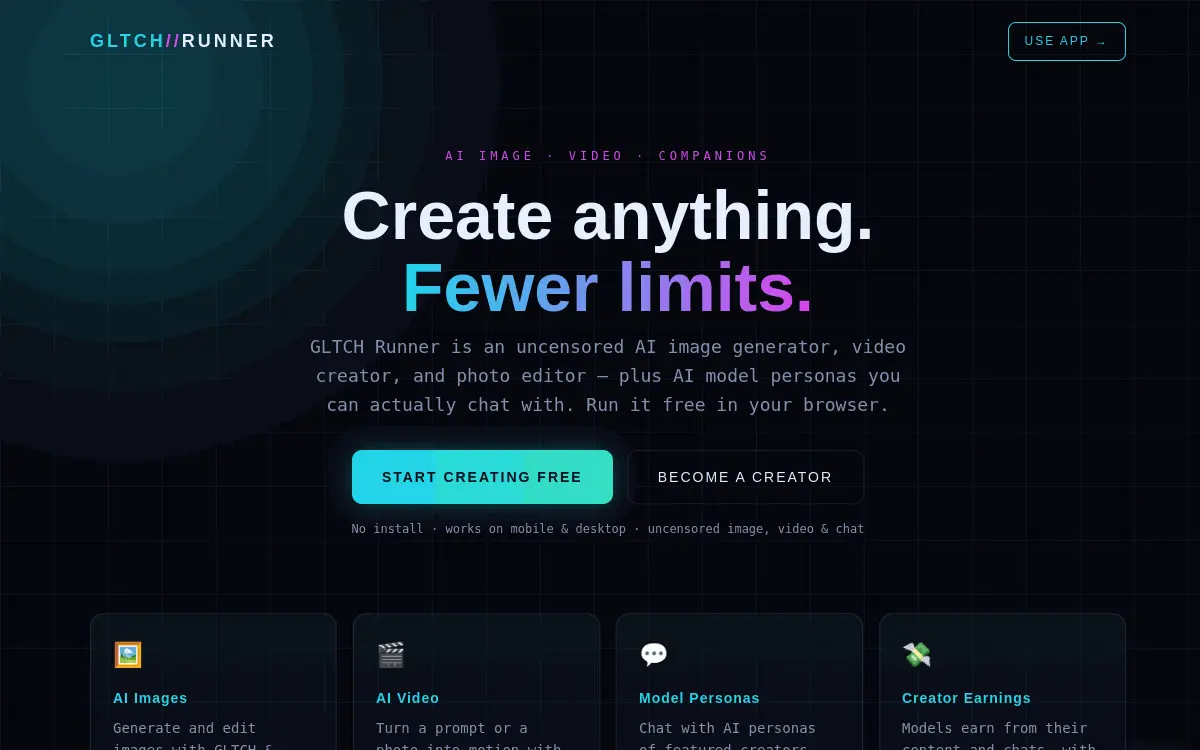 GltchRunner homepage